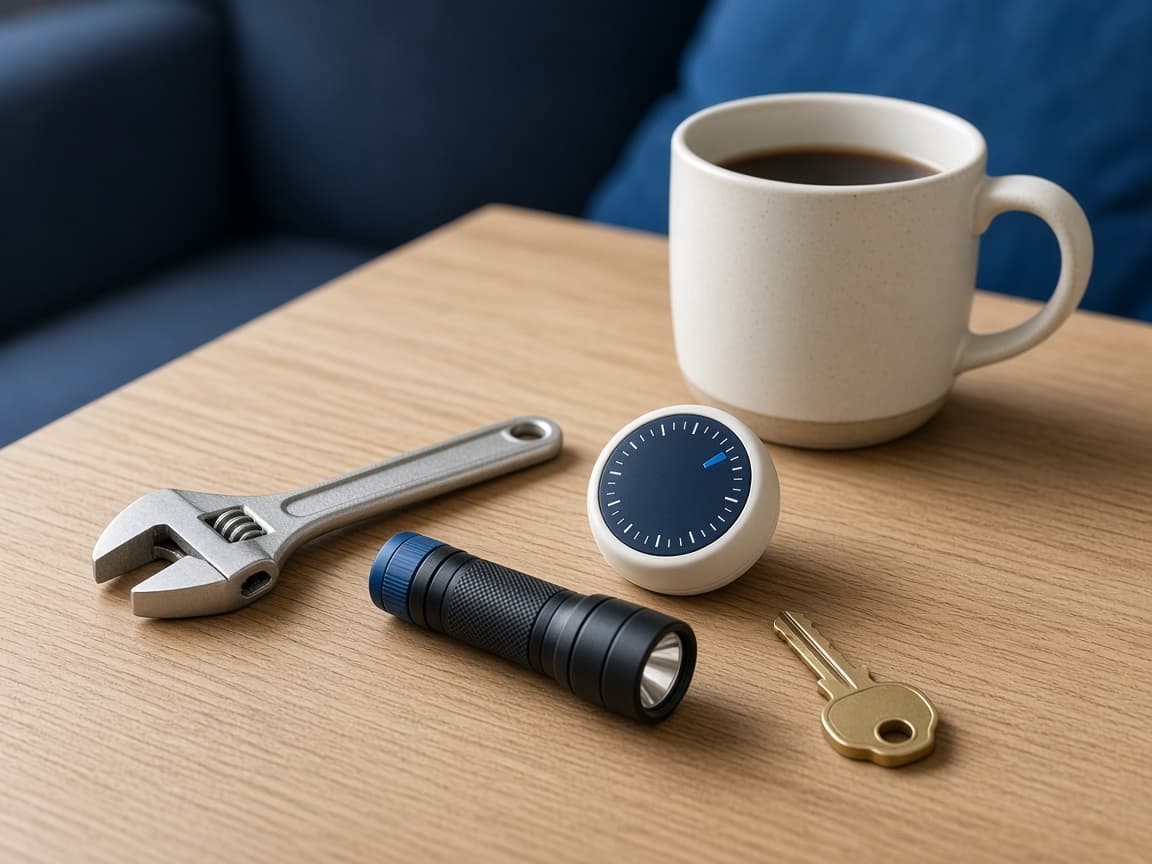 Everyday household tools on a table, suggesting practical help around the home.